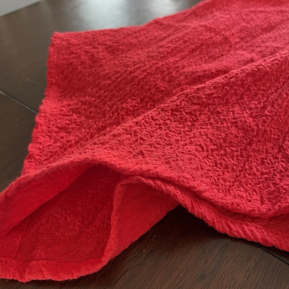 Ali Miles Women's Button Front Red Tunic Blouse XL 3/4 Sleeves Lagenlook Art - Picture 2 of 11